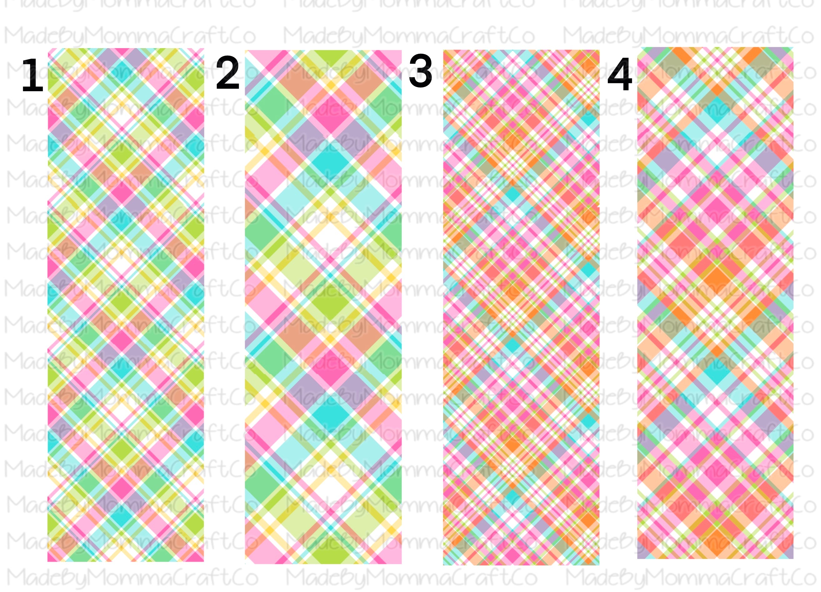 Pink and Green Spring Plaid Pen Wraps - Printed Waterslide or Digital Download