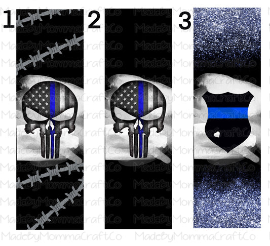 Police Blue Line Manly Pen Wraps - Printed Waterslide or Digital Download