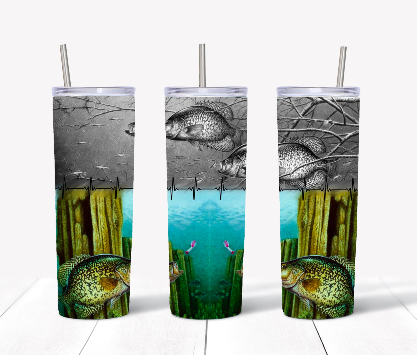 Crappie Fishing Manly Wrap Sublimation or Waterslide Wrap - 20oz and 30oz or Digital Download