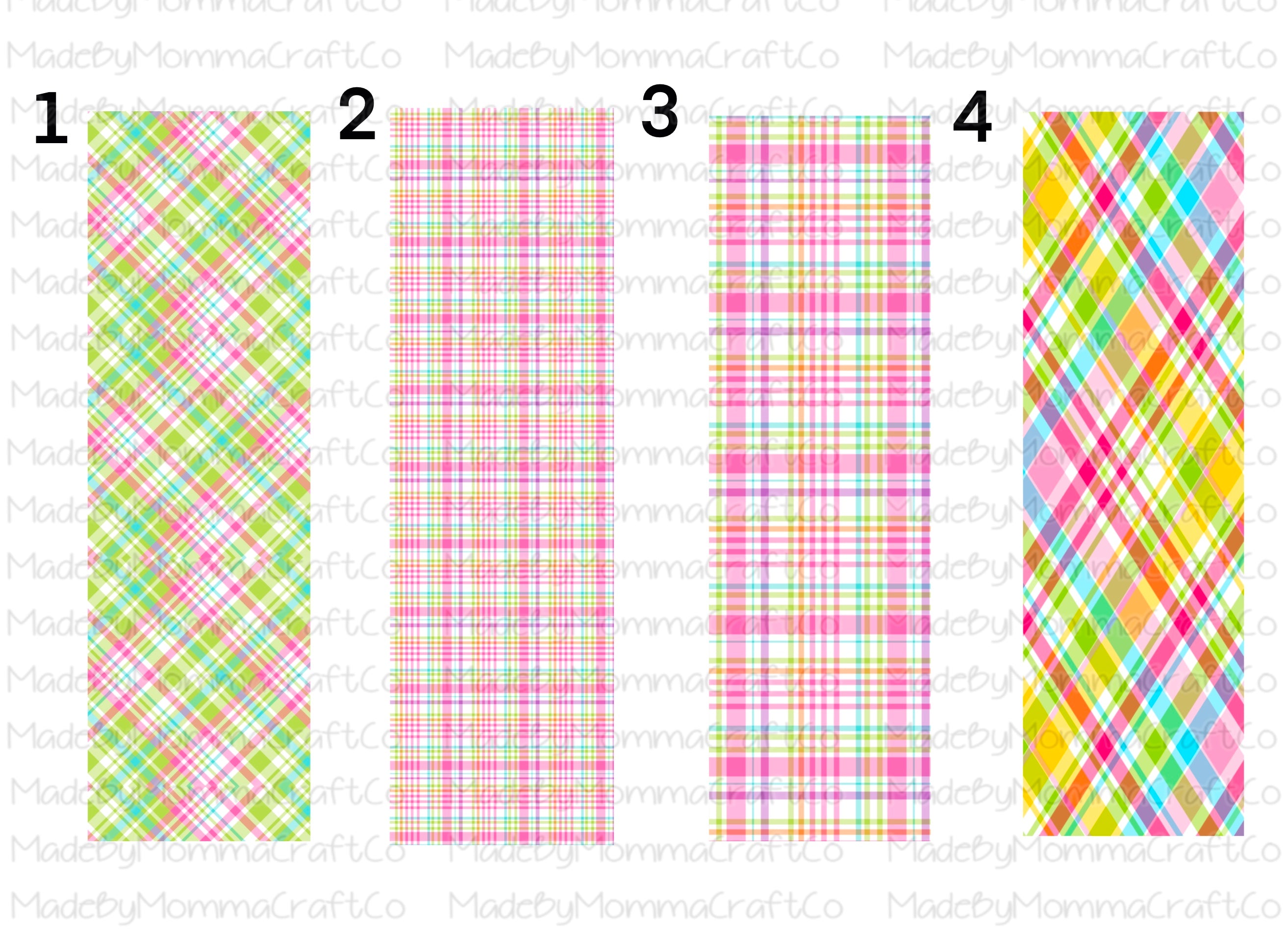 Pink Spring Plaid Pen Wraps - Printed Waterslide or Digital Download