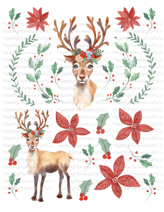 Christmas Deer Cheat Clear Waterslide ™ or Sticker Themed Sheet  Elements Sheet