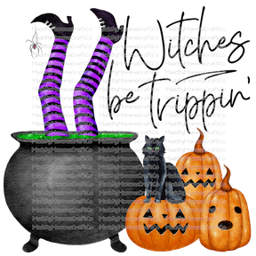 WITCHES BE TRIPPIN Halloween -Cheat Clear Waterslide™ or White Cast Sticker