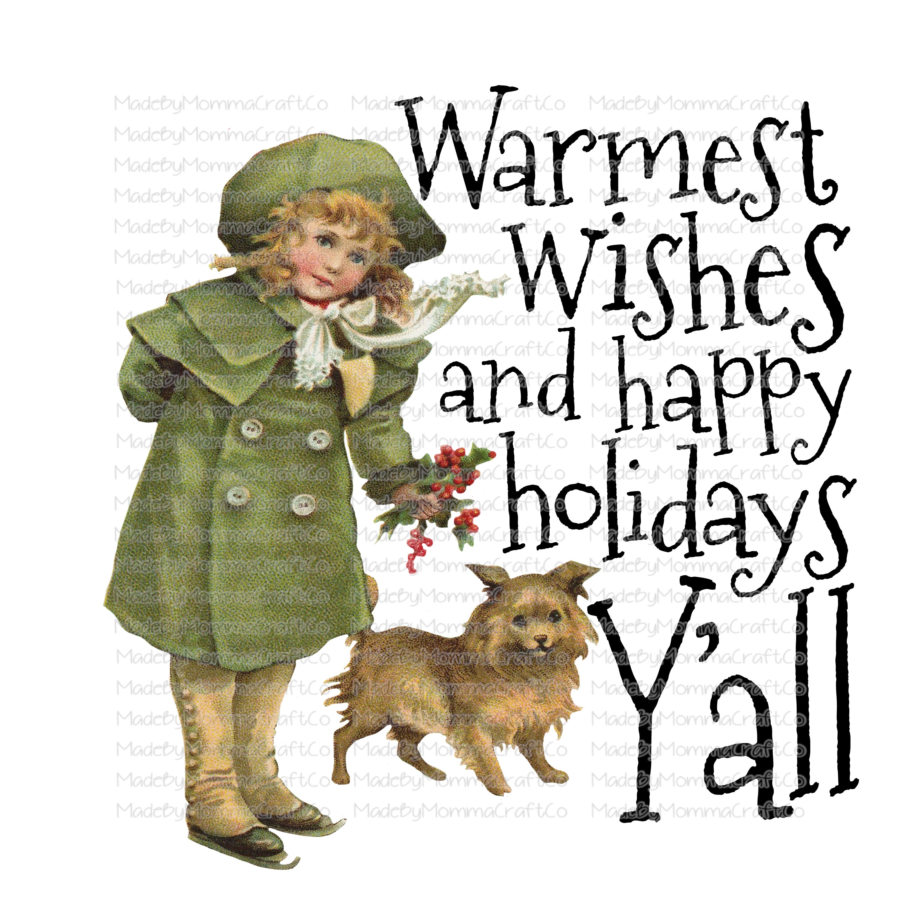 Warmest Wishes Vintage Christmas -Cheat Clear Waterslide™ or White Cast Sticker