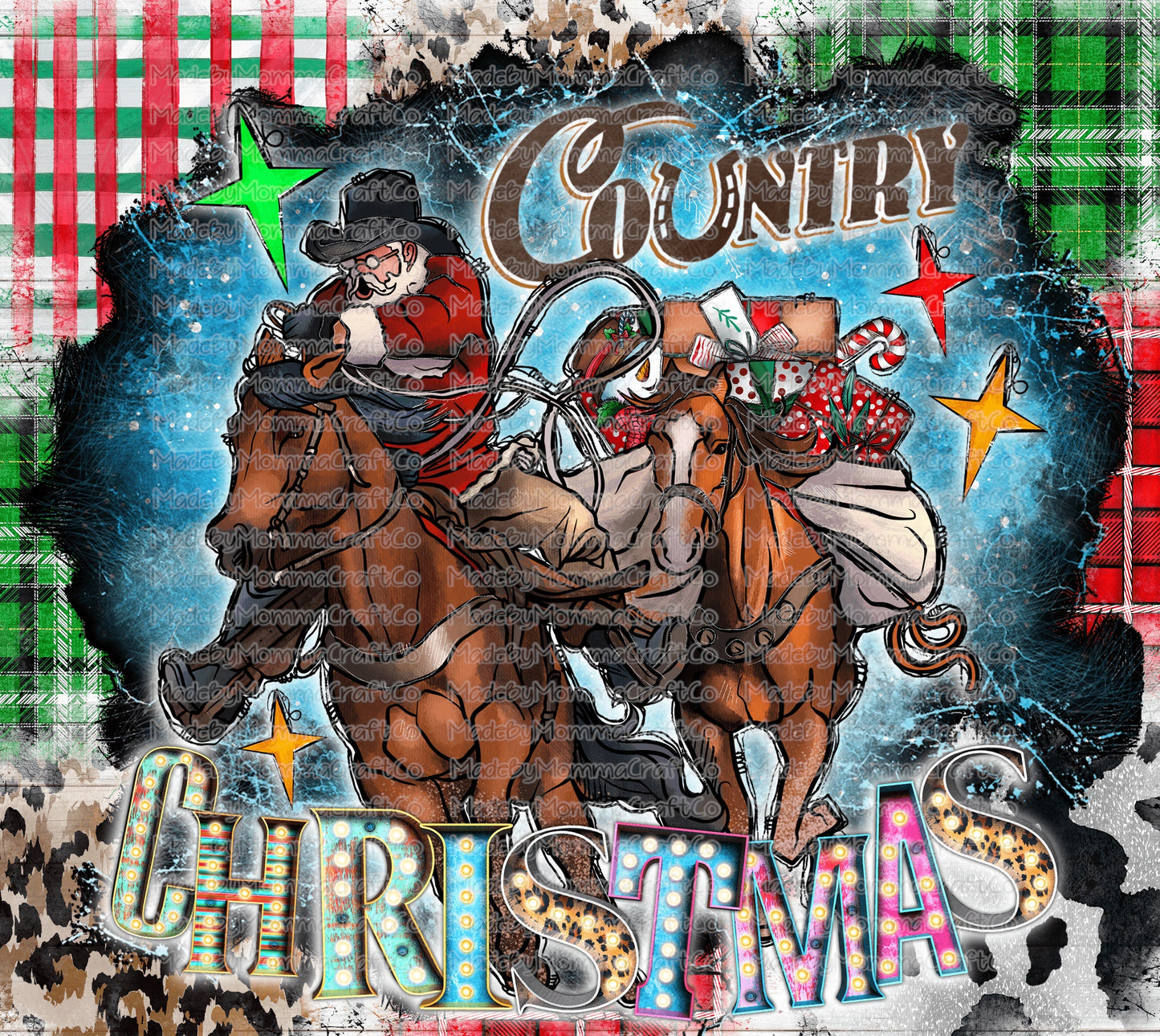 Western Christmas Cowboy Santa Tumbler Wrap - Sublimation Vinyl Or Waterslide Wrap