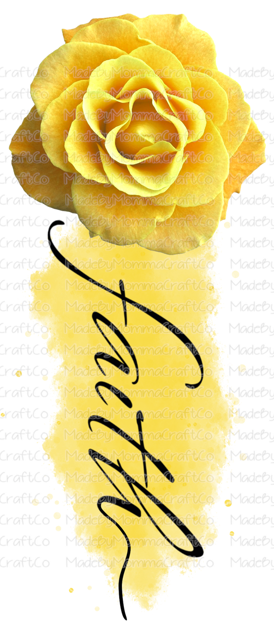 Faith Yellow Rose Cheat Clear Waterslide™ or White Cast Sticker Or Digital Download