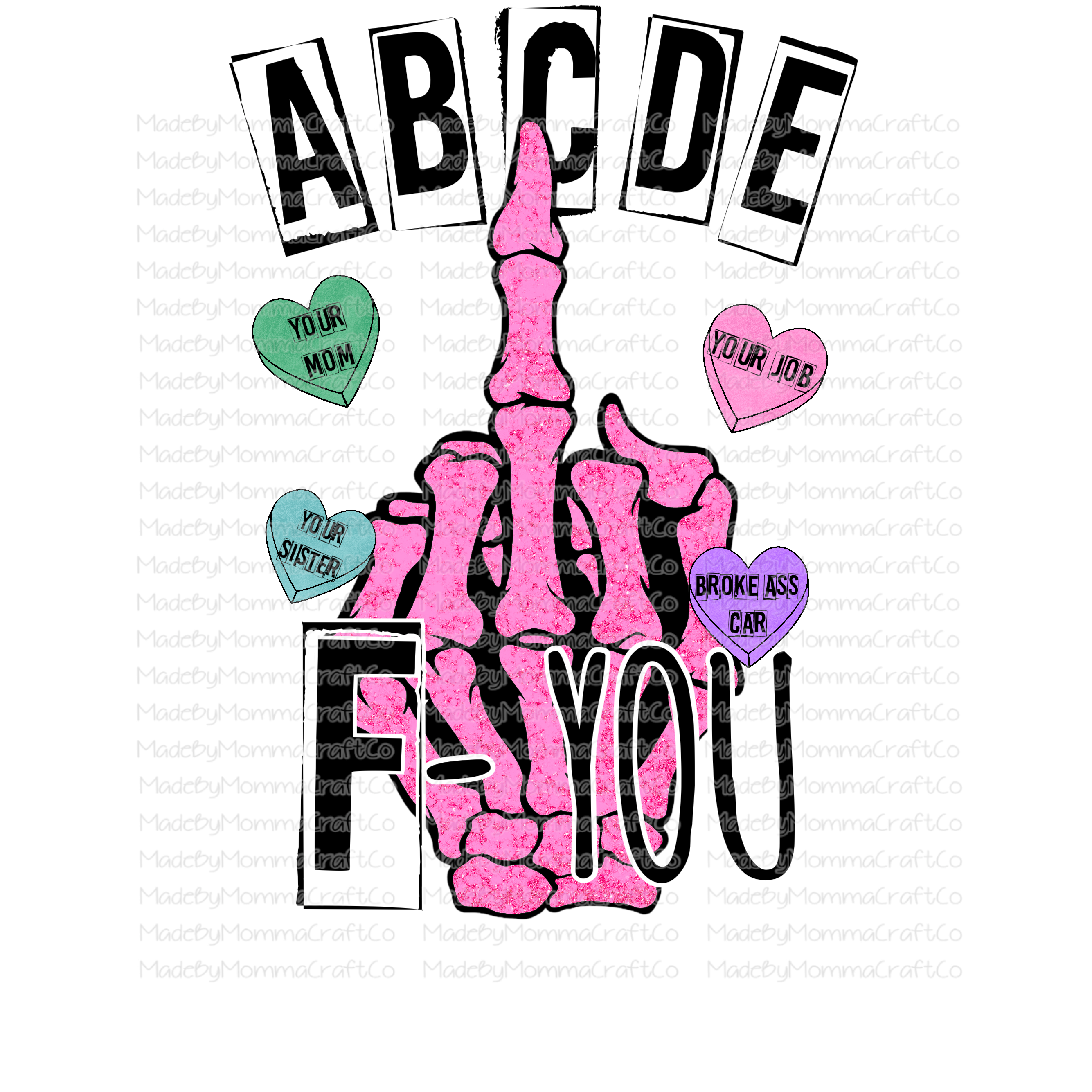 abcde FU Valentine Middle Finger  - Cheat Clear Waterslide™ or White Cast Sticker