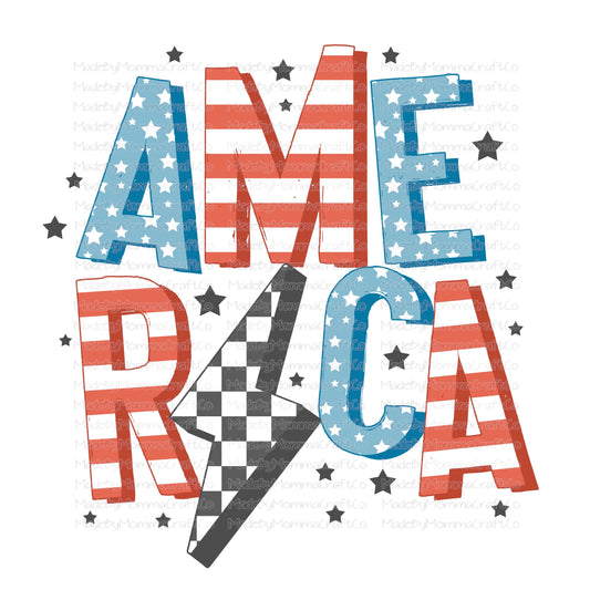 America Lightning Checkered - Cheat Clear Waterslide™ or White Cast Sticker