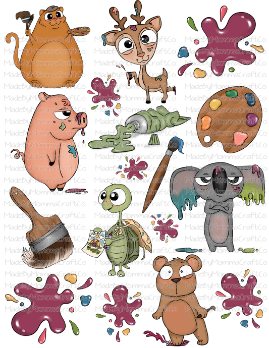 Artistic Painting Animals Cheat Clear Waterslide ™ or Sticker Themed Sheet  Elements Sheet