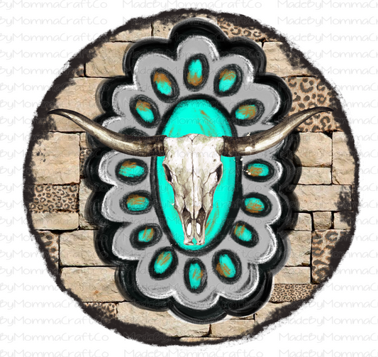 Western Leopard Turquois Bull Horns -Cheat Clear Waterslide™ or White Cast Sticker