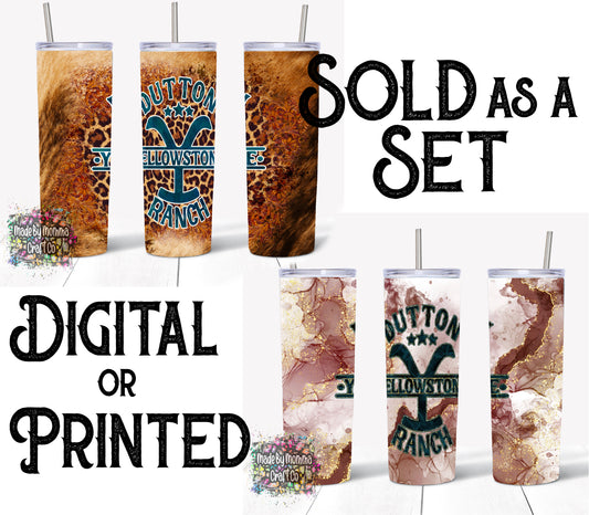 Dutton Ranch Set Sublimation Tumbler Wrap - Or Clear Waterslide Wrap or Digital Download