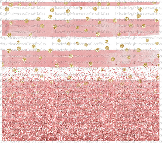 Pink Glitter Stripe Sublimation Tumbler Wrap - Or Clear Waterslide Wrap