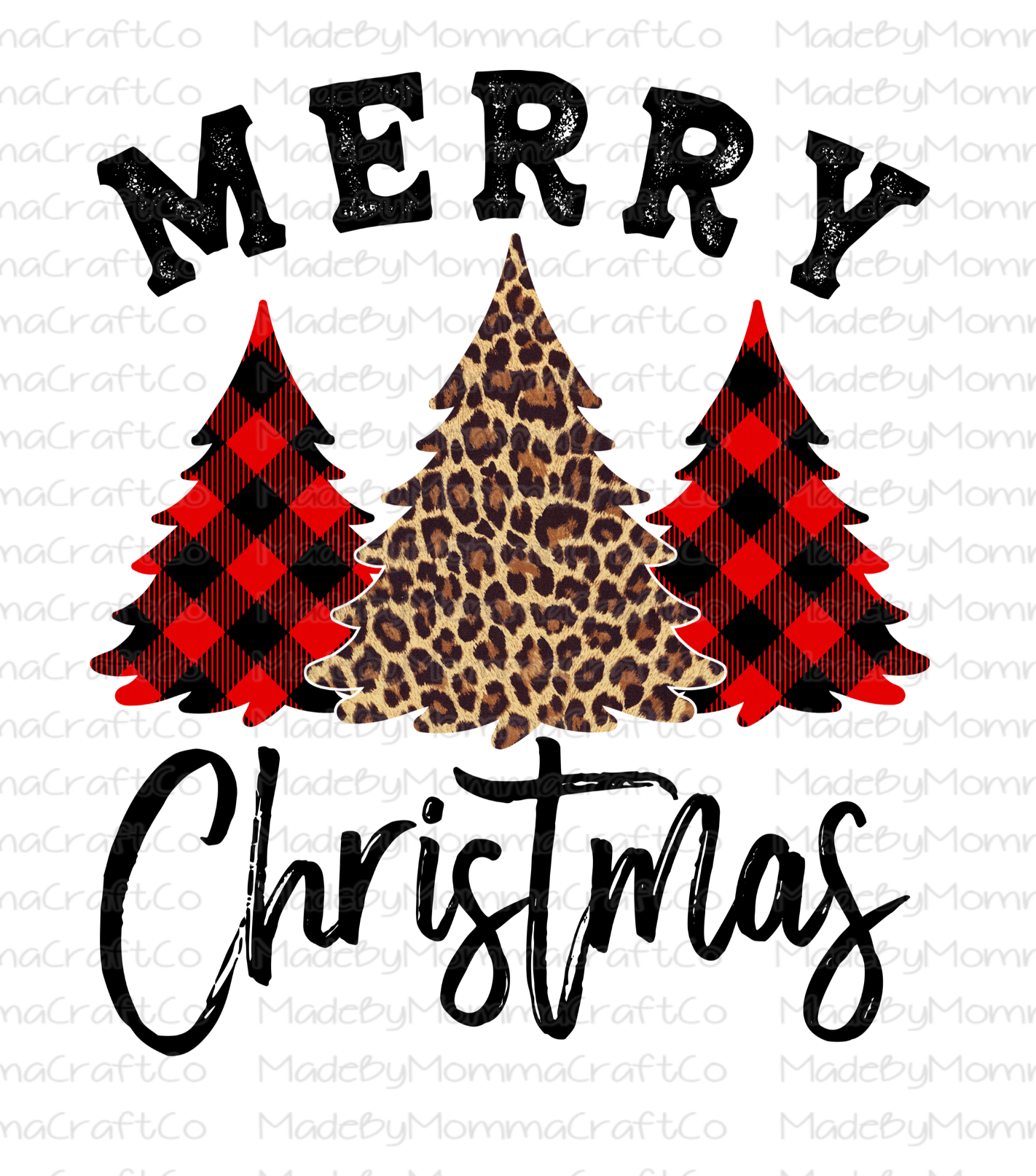 Merry Christmas Plaid Leopard - Cheat Clear Waterslide™ or White Cast Sticker