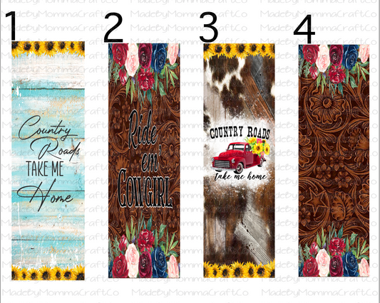 Country Roads Tooled Leather Pen Wraps - Printed Waterslide or Digital Download