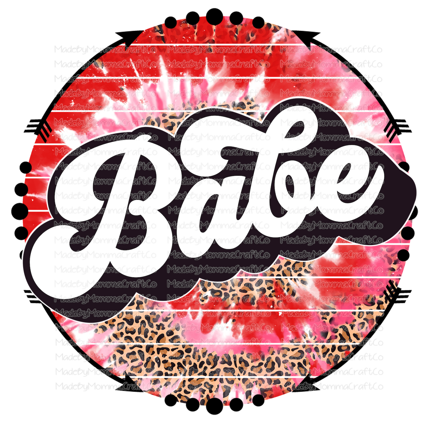 Babe Circle Tie Dye Valentine - Cheat Clear Waterslide™ or White Cast Sticker