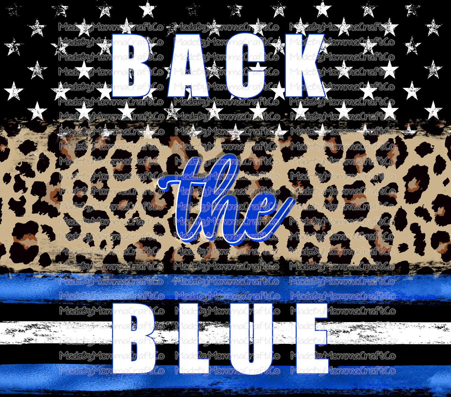 back the blue leopard police Tumbler Wrap - Sublimation Or Clear Waterslide Wrap