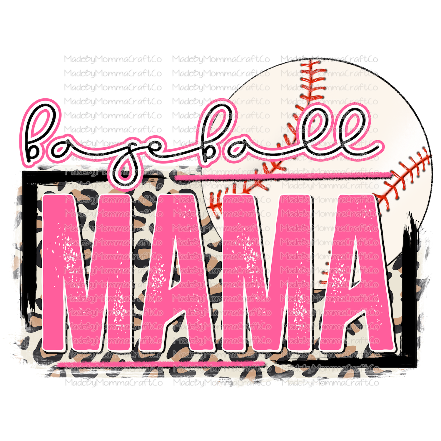 Baseball Mama Pink - Cheat Clear Waterslide™ or White Cast Sticker