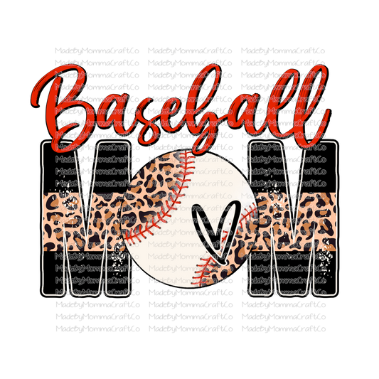 Baseball Mom Leopard Heart - Cheat Clear Waterslide™ or White Cast Sticker