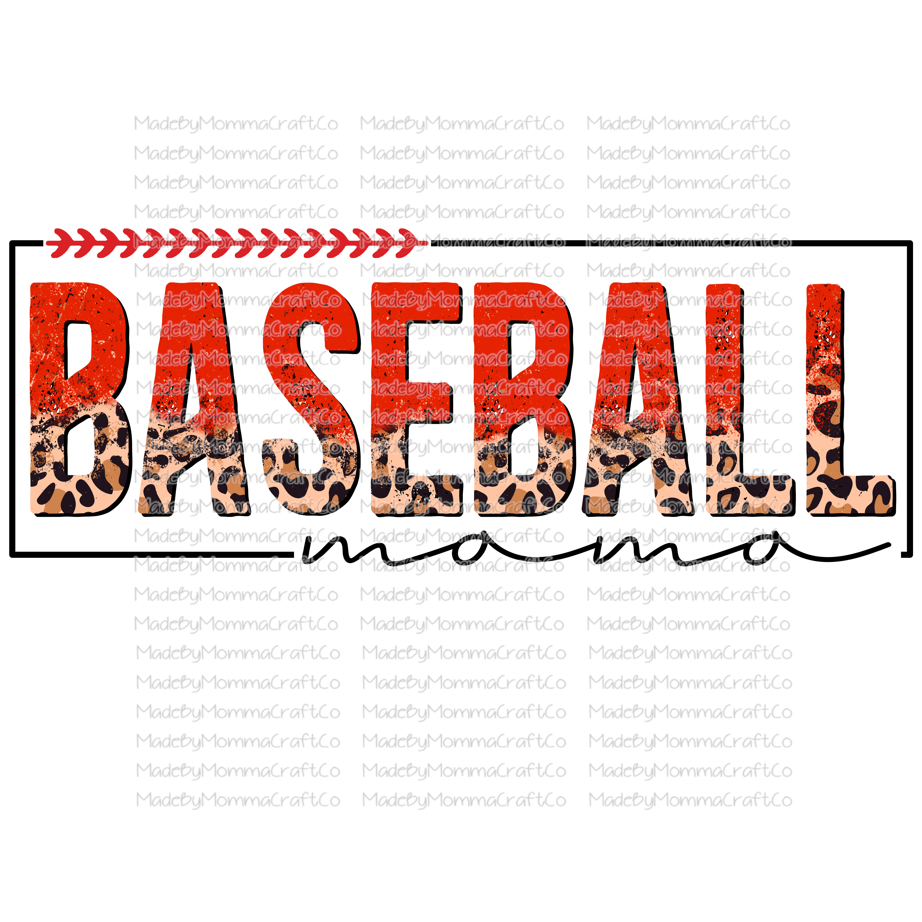 Baseball Mama Red Stitches - Cheat Clear Waterslide™ or White Cast Sticker