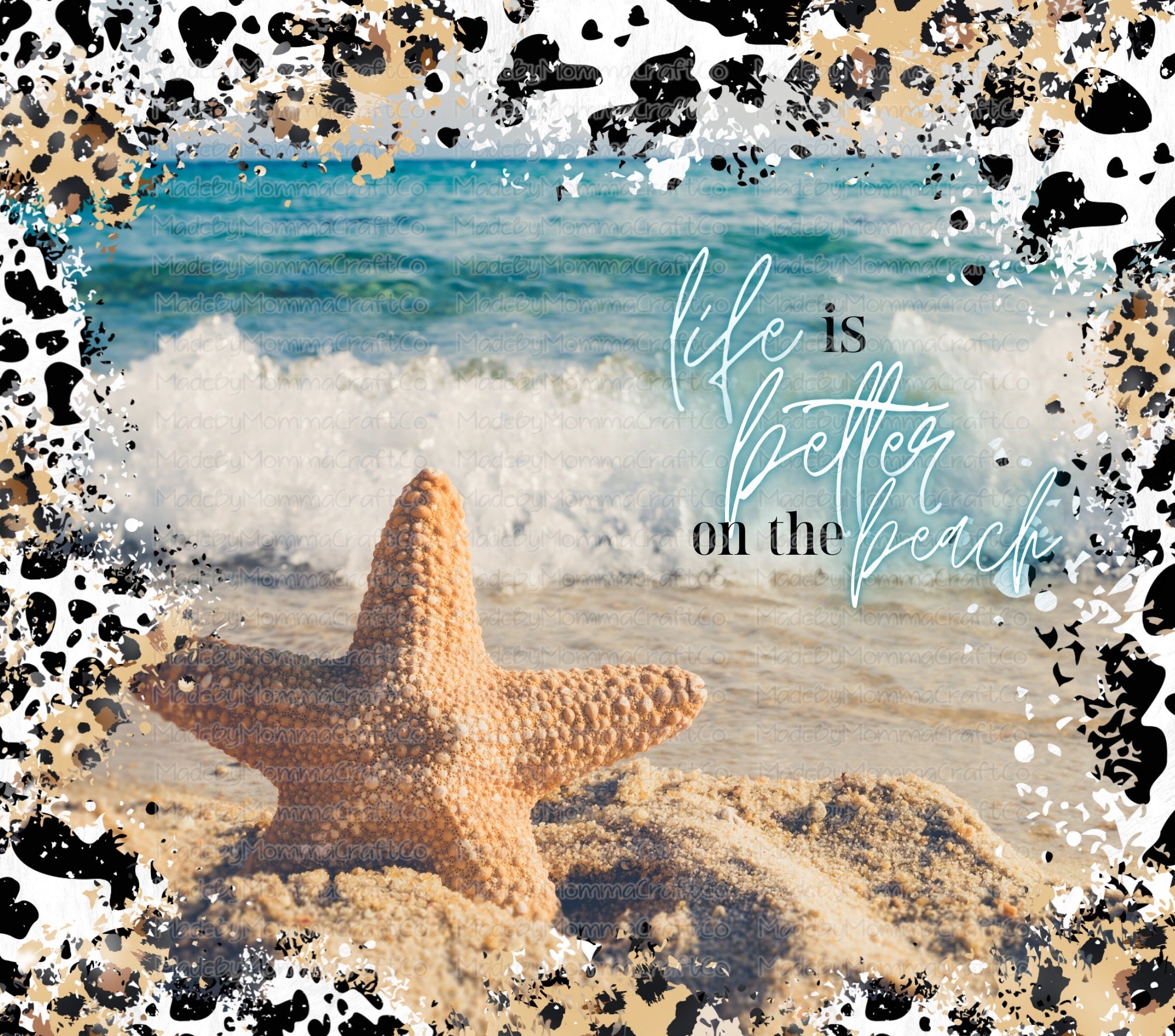 Beach Tumbler Wrap - Sublimation Or Clear Waterslide Wrap