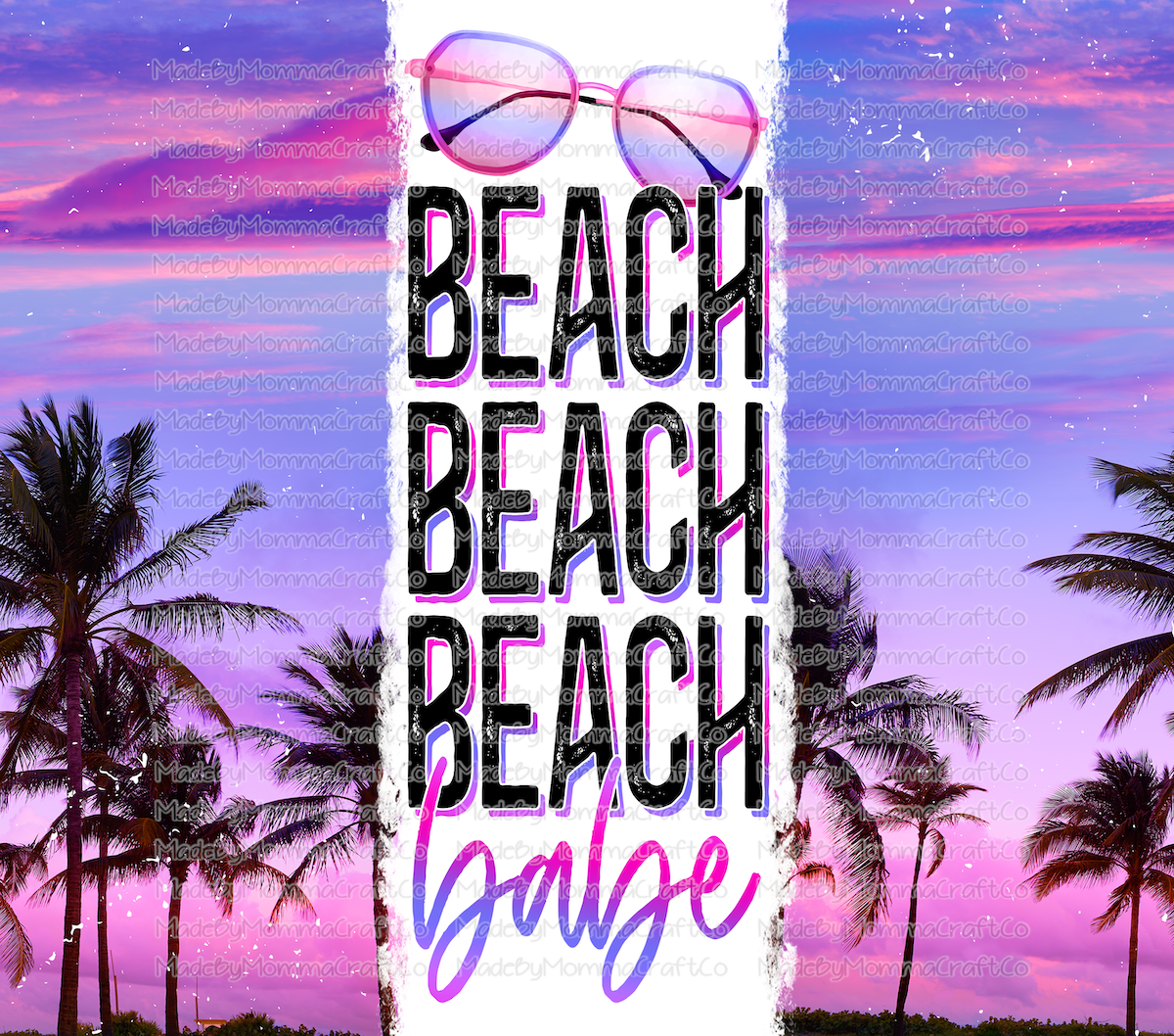 beach babe neon straight Tumbler Wrap - Sublimation Or Clear Waterslide Wrap