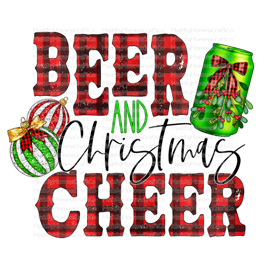 Beer And Christmas Cheer - Plaid - Cheat Clear Waterslide™ or White Cast Sticker