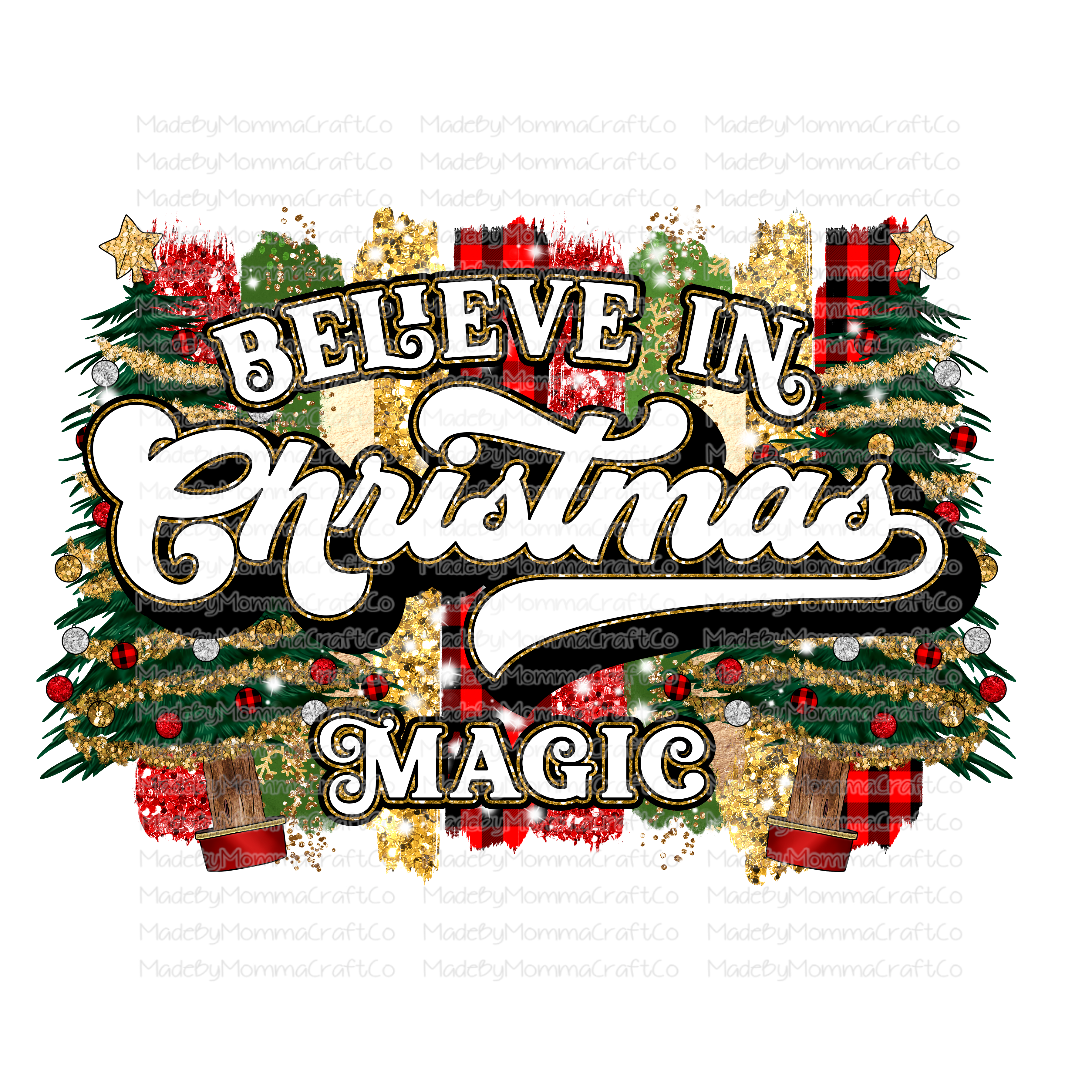 Believe In Christmas Magic Sparkle - Cheat Clear Waterslide™ or White Cast Sticker