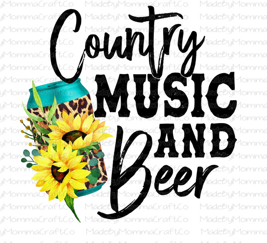 Country Music And Beer - Cheat Clear Waterslide™ or White Cast Sticker