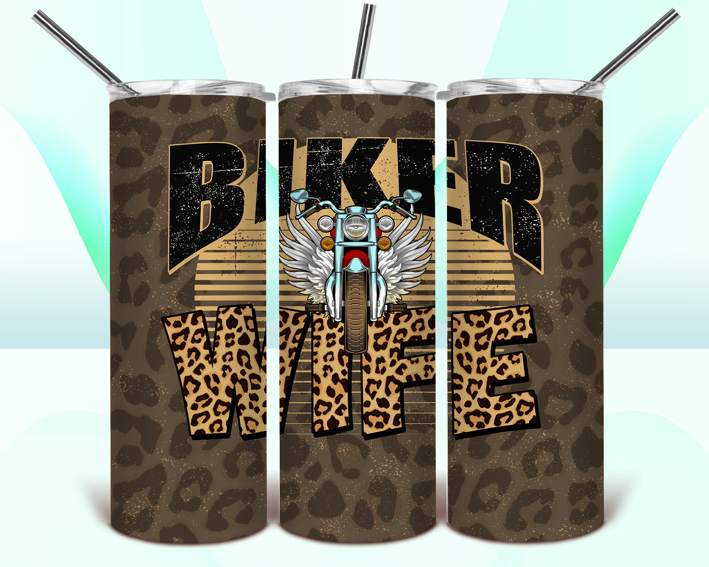 Biker Wife Sublimation Tumbler Wrap - Or Clear Waterslide Wrap