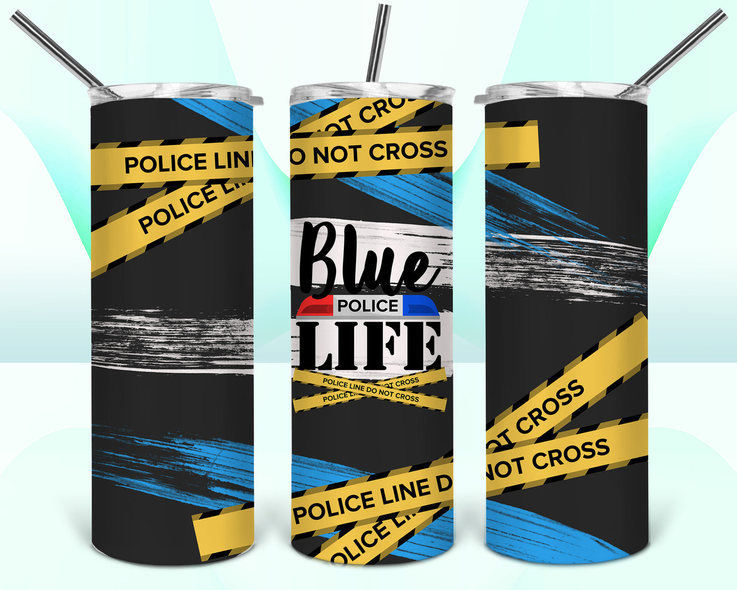 Blue Life Police Sublimation Tumbler Wrap - Or Clear Waterslide Wrap