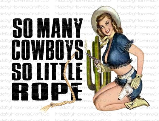 So Many Cowboys Pin Up Girl -Cheat Clear Waterslide™ or White Cast Sticker