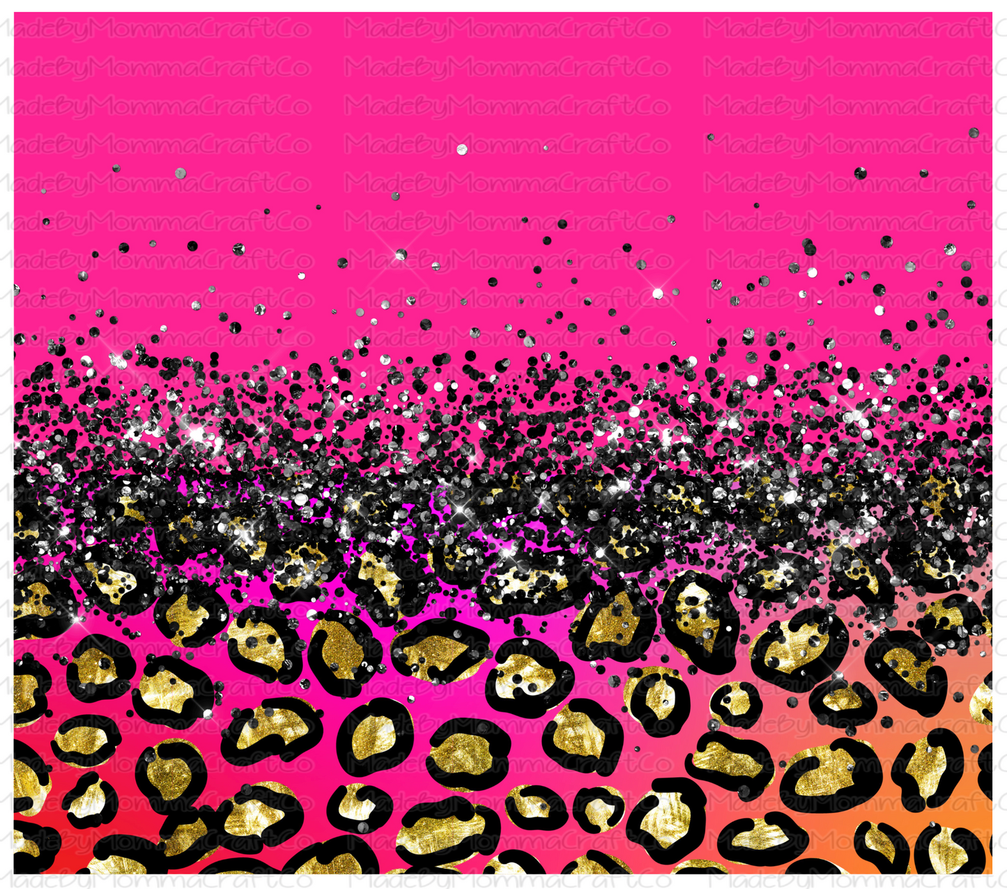 Hot Pink and Black Leopard Wrap Sublimation or Waterslide Wrap - 20oz and 30oz