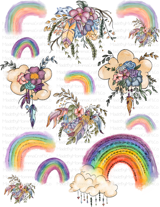 Boho Rainbows Cheat Clear Waterslide ™ or Sticker Themed Sheet  Elements Sheet