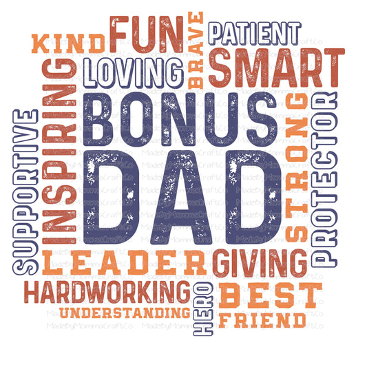 Bonus Dad Word Art - Cheat Clear Waterslide™ or White Cast Sticker