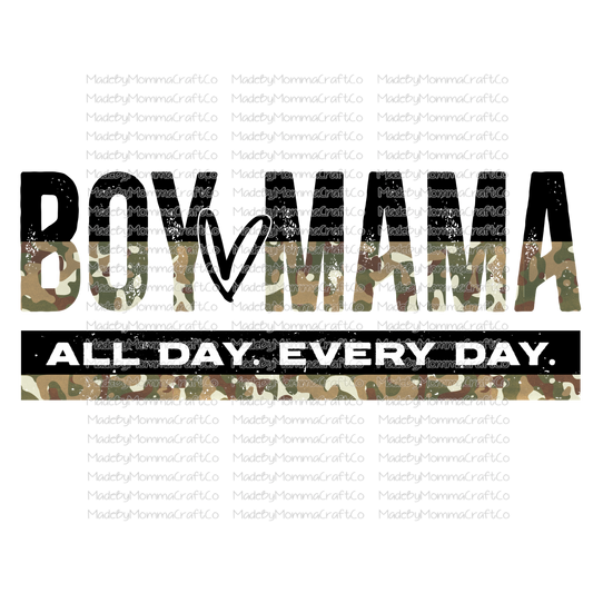 Boy Mama All Day Every Day Camo - Cheat Clear Waterslide™ or White Cast Sticker