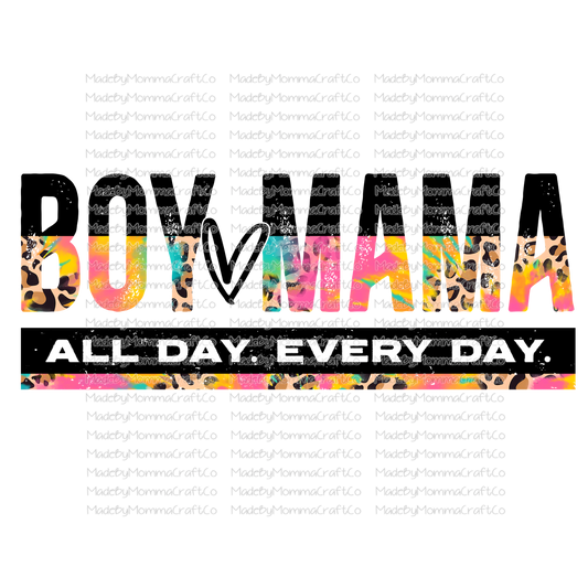 Boy Mama All Day Every Day Tie Dye - Cheat Clear Waterslide™ or White Cast Sticker