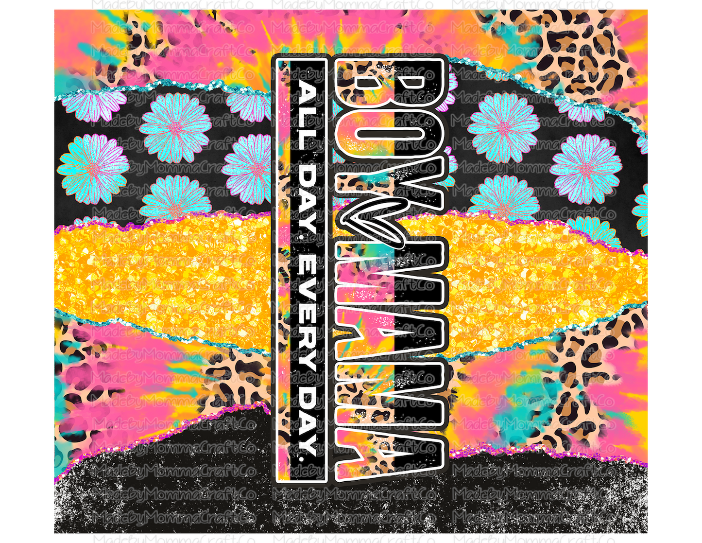 Boy Mama Bright Tie Dye Leopard Tumbler Wrap - Sublimation Or Clear Waterslide Wrap