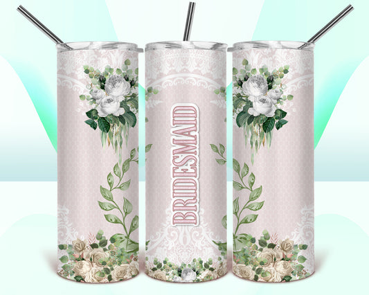 Lavender Floral Bridesmaid Sublimation Tumbler Wrap - Or Clear Waterslide Wrap