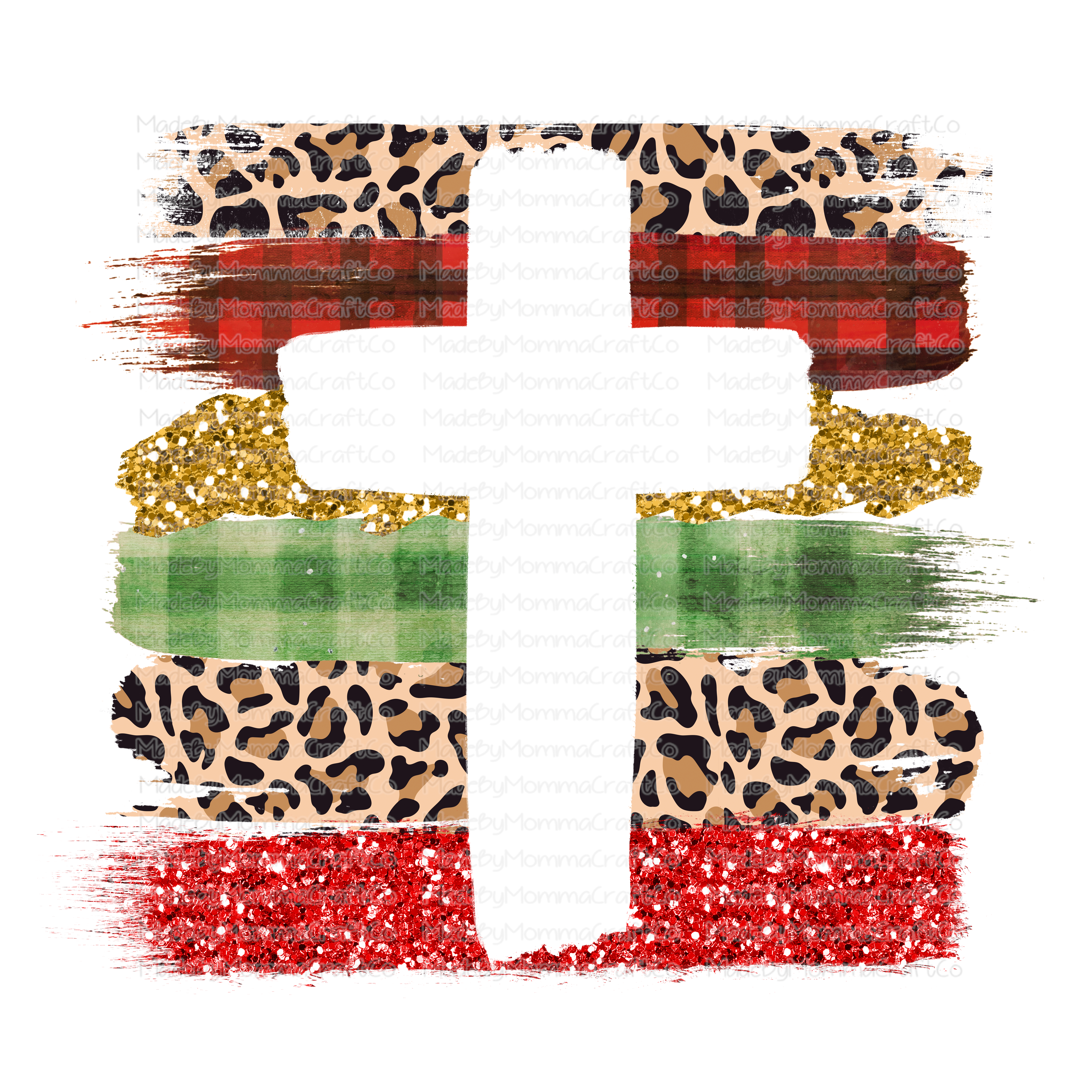 Brush Stroke Cross - Plaid - Christmas - Cheat Clear Waterslide™ or White Cast Sticker