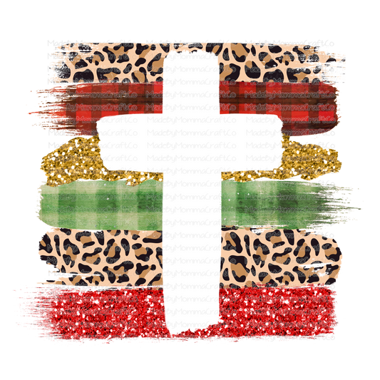 Brush Stroke Cross - Plaid - Christmas - Cheat Clear Waterslide™ or White Cast Sticker