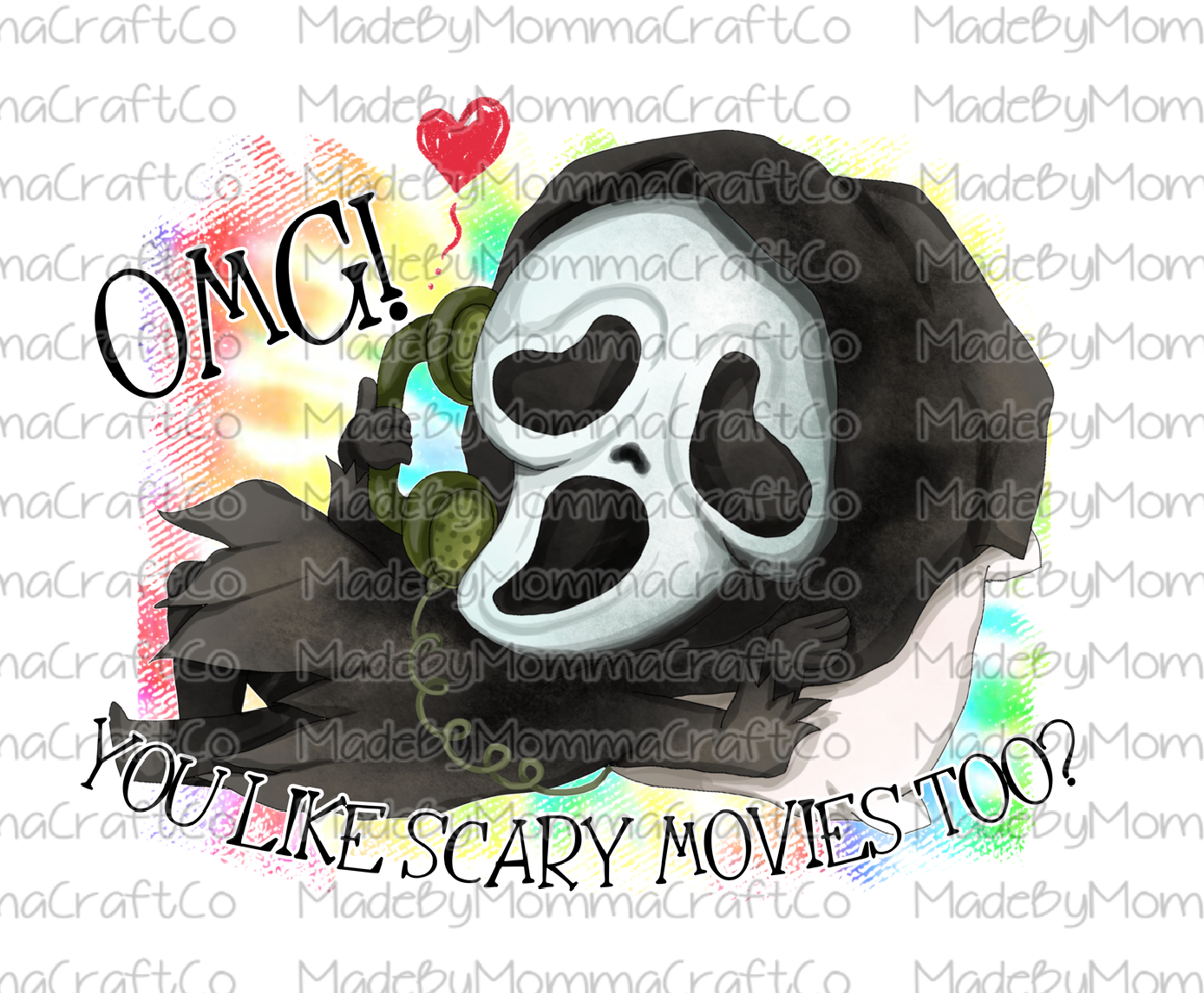 OMG You Like Scary Movies Too Halloween Ghost Cheat Clear Waterslide™ or White Cast Sticker