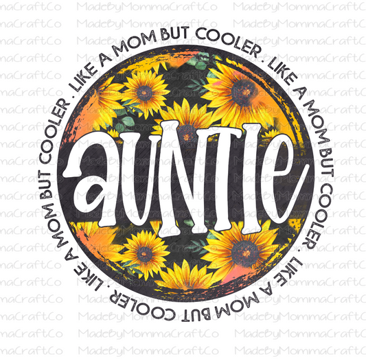 Auntie Circle Sunflowers - Cheat Clear Waterslide™ or White Cast Sticker