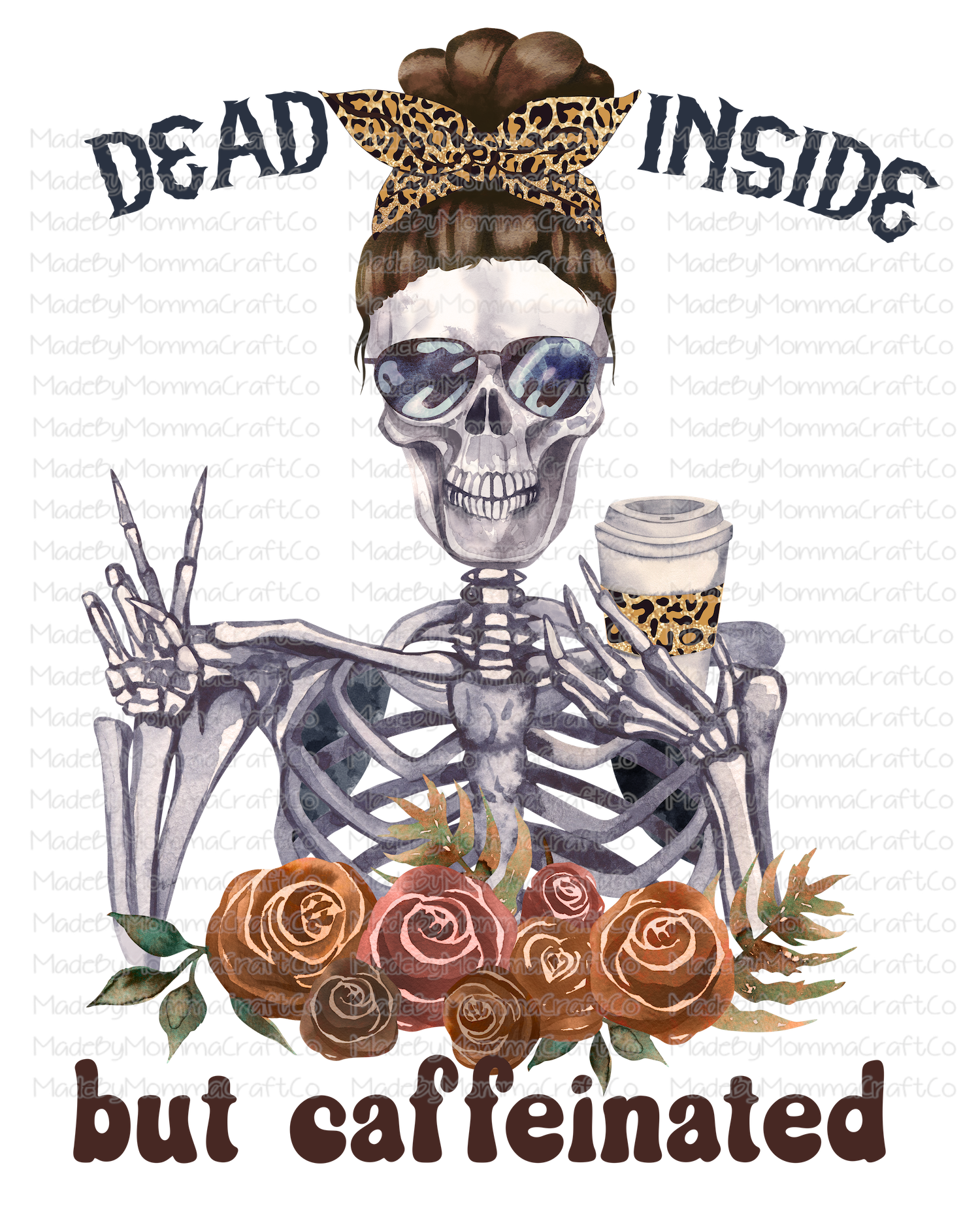 Dead Inside But Caffeinated-Cheat Clear Waterslide™ or White Cast Sticker
