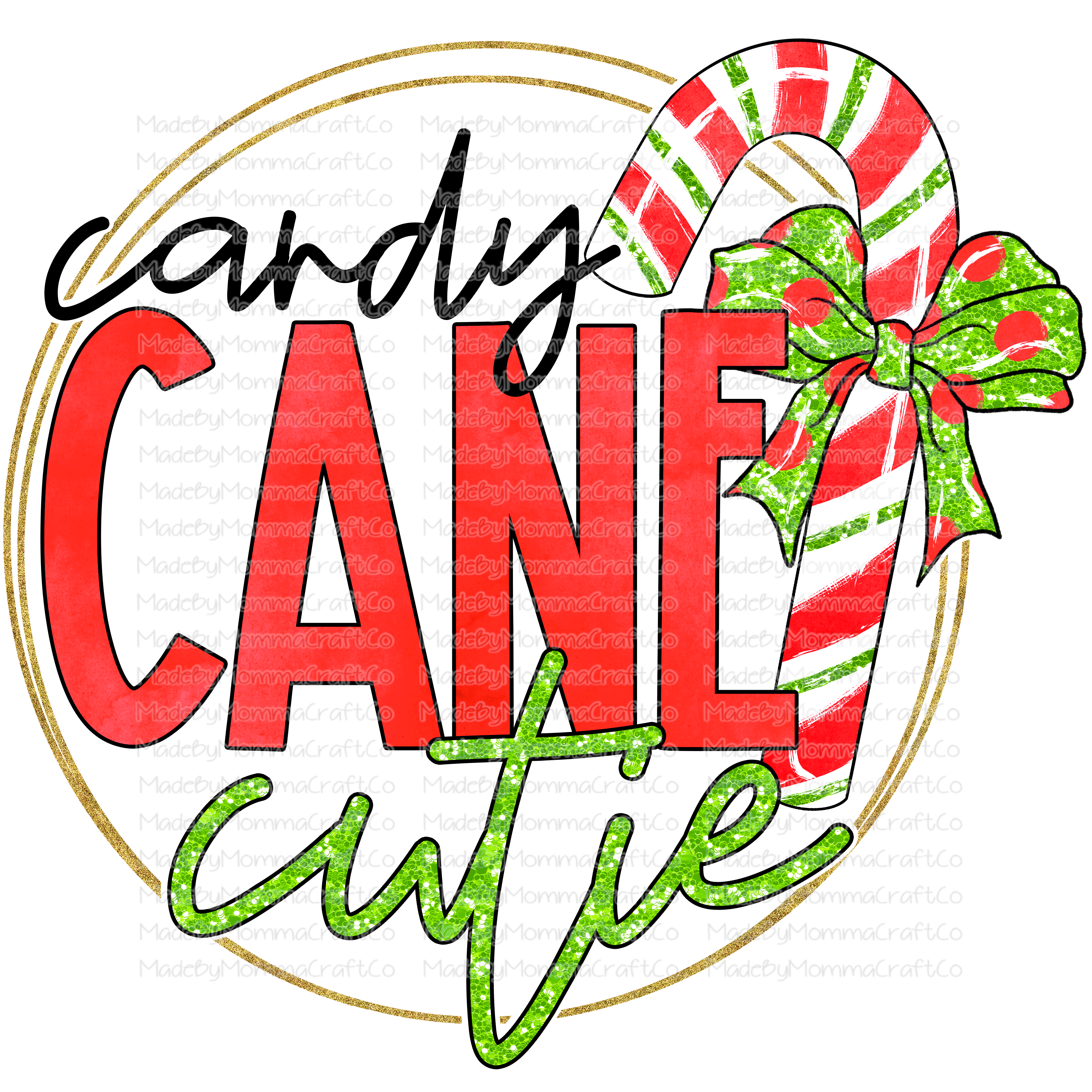 Candy Cane Cutie - Christmas - Cheat Clear Waterslide™ or White Cast Sticker