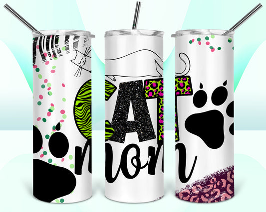 Cat Mom Sublimation Tumbler Wrap - Or Clear Waterslide Wrap