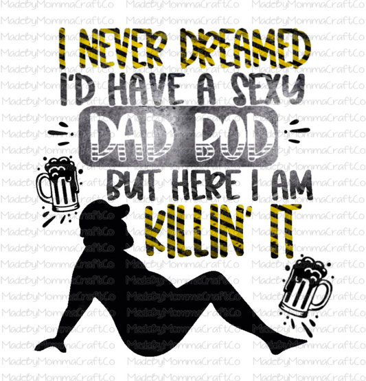 Yellow and Black Sexy Dad Bod Fathers Day-Cheat Clear Waterslide™ or White Cast Sticker