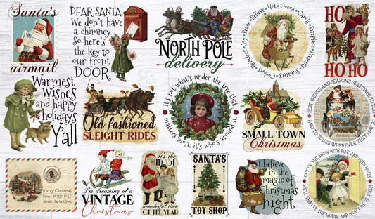 Christmas Vintage Cheat Clear Waterslide ™ or Sticker Themed Sheet  Elements Sheet
