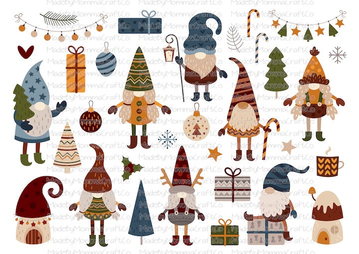 Christmas Gnomes Cheat Clear Waterslide ™ or Sticker Themed Sheet  Elements Sheet