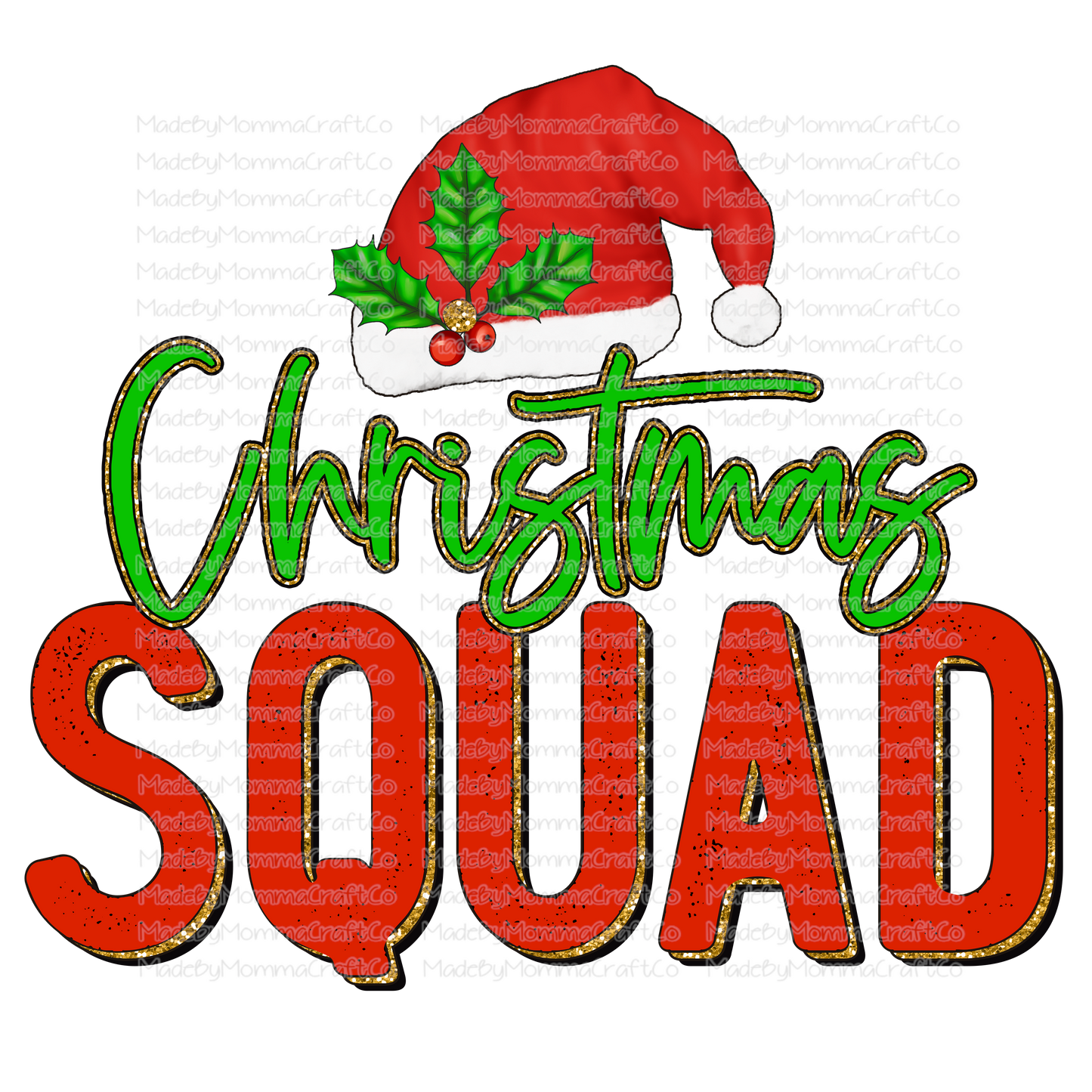 Christmas Squad Gold Glitter - Cheat Clear Waterslide™ or White Cast Sticker