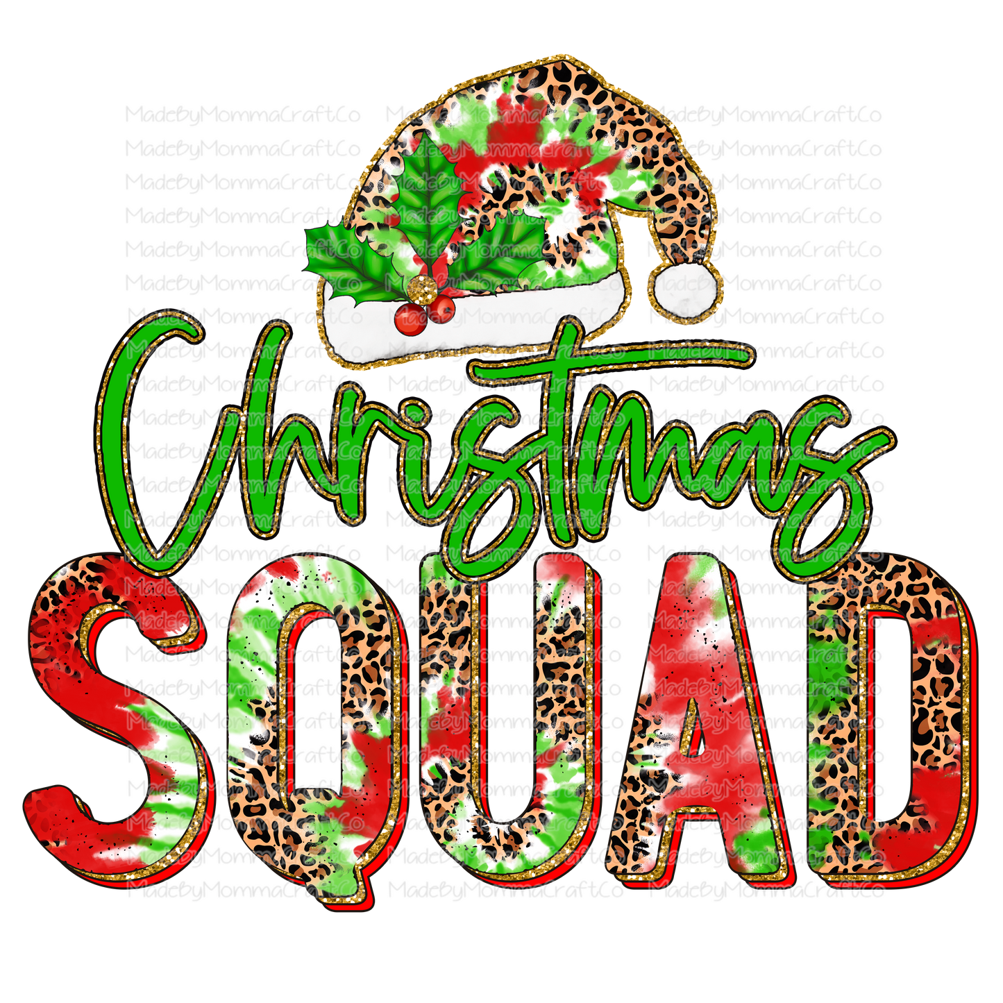 Christmas Squad Tie Dye Leopard - Cheat Clear Waterslide™ or White Cast Sticker