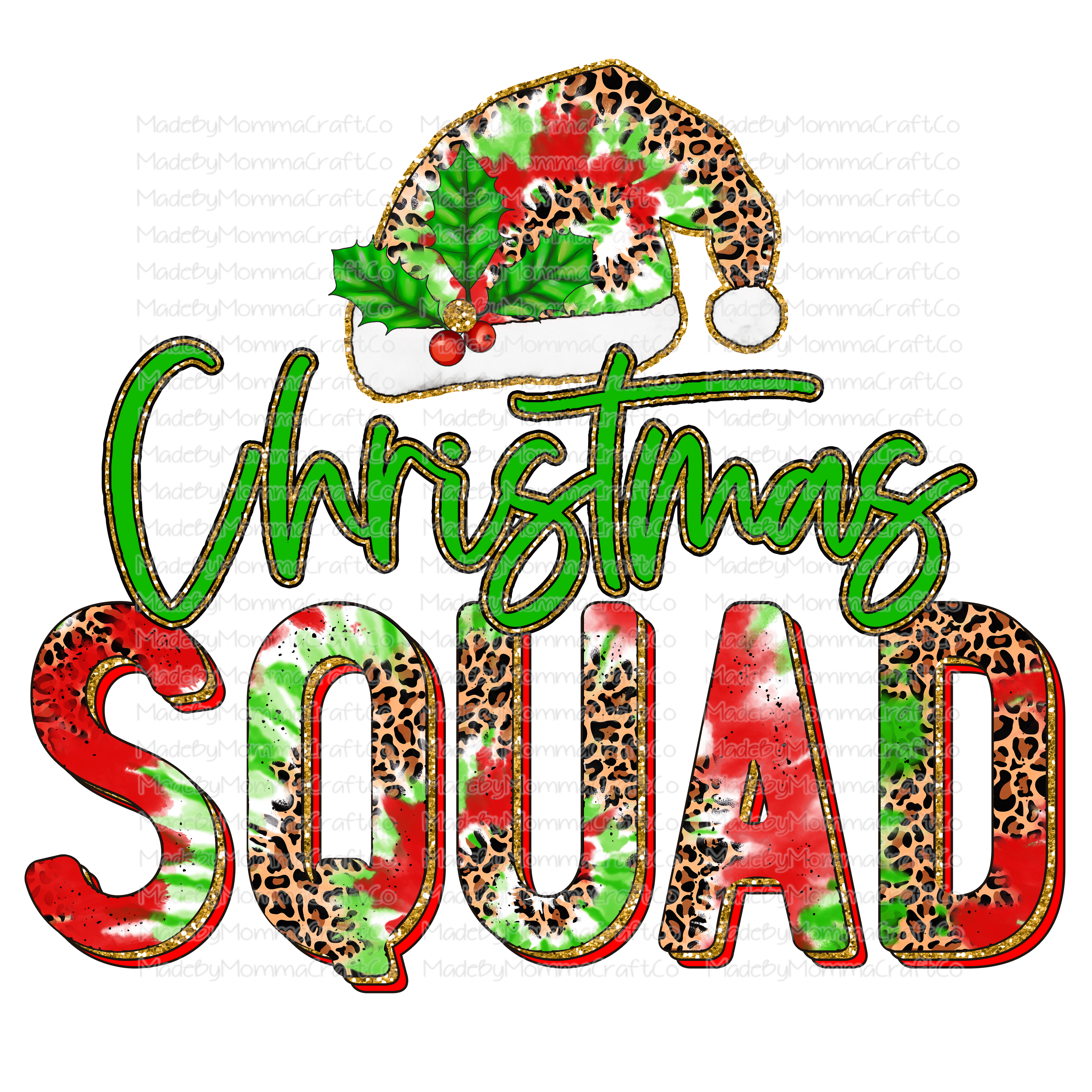 Christmas Squad Tie Dye Leopard - Cheat Clear Waterslide™ or White Cast Sticker